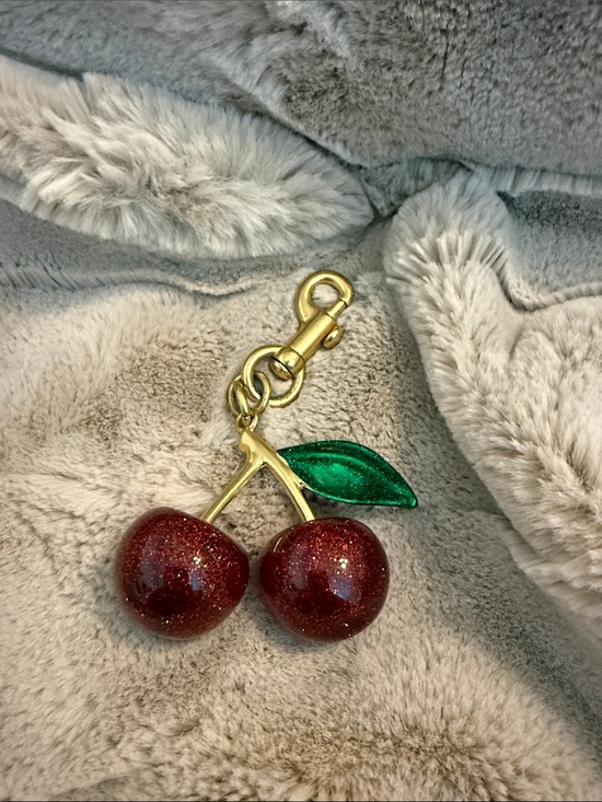 Accessories - Glitter Cherry Key & Card Holder Charm in Red and Green
